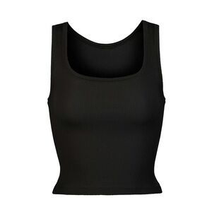 SKIMS Black Cotton Ribbed Tank Top